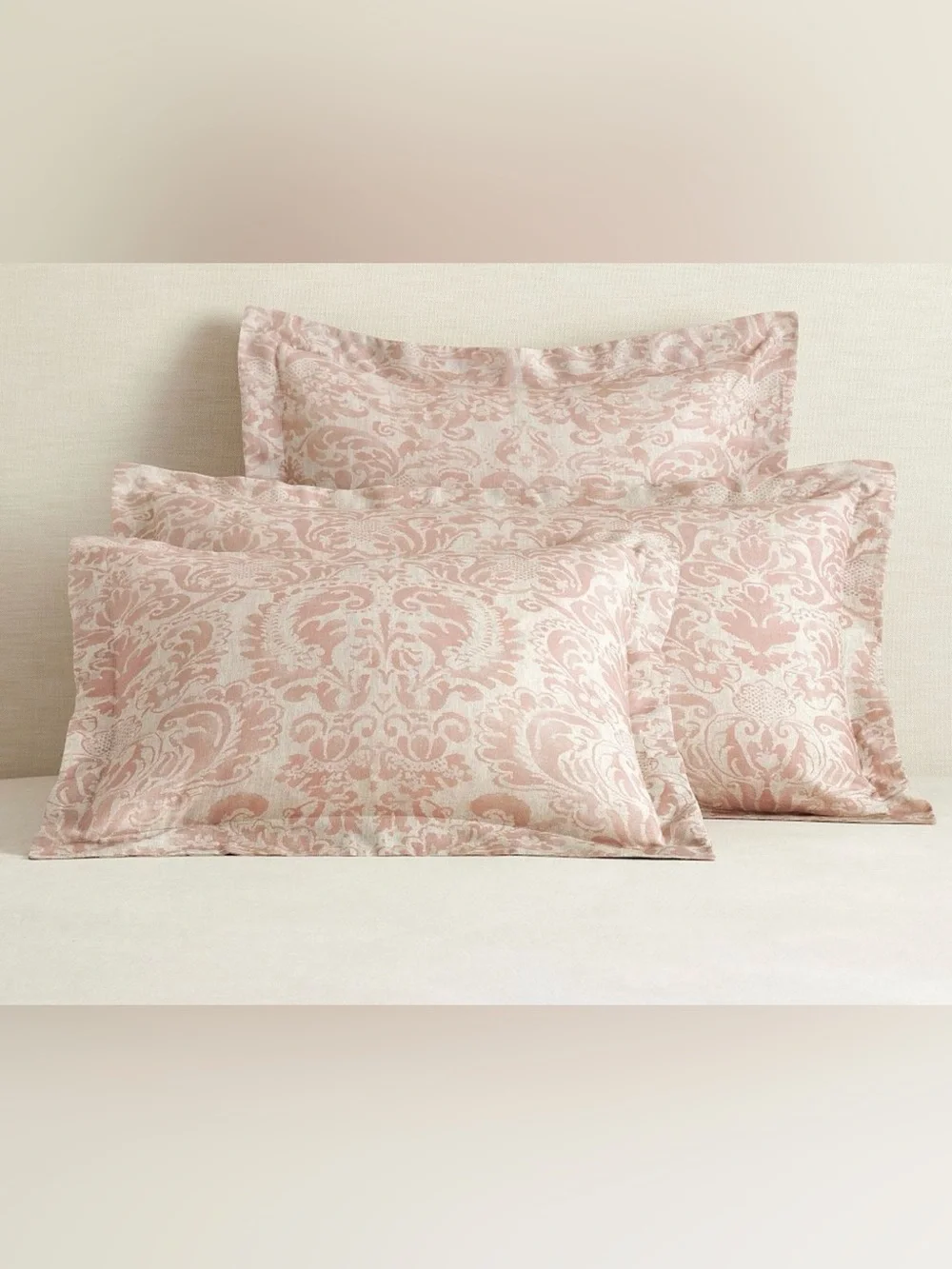 2 Pottery Barn Stella Damask Rosewood Euro Shams NWOT